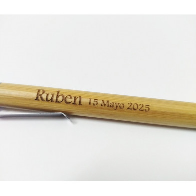 BOLIGRAFO BAMBÚ PERSONALIZADO GRABACIÓN LÁSER