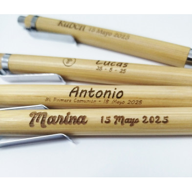 BOLIGRAFO BAMBÚ PERSONALIZADO GRABACIÓN LÁSER