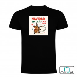 CAMISETA NAVIDAD SIN CAFÉ CAOS TOTAL