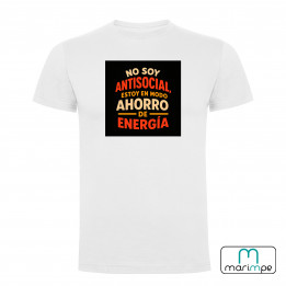 CAMISETA NO SOY ANTISOCIAL ESTOY EN MODO AHORRO DE ENEGÍA