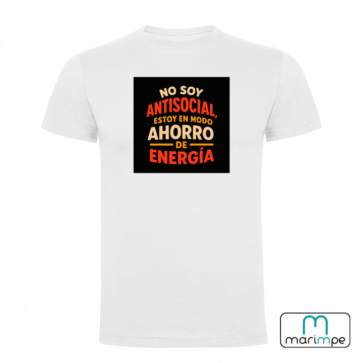 CAMISETA NO SOY ANTISOCIAL ESTOY EN MODO AHORRO DE ENEGÍA