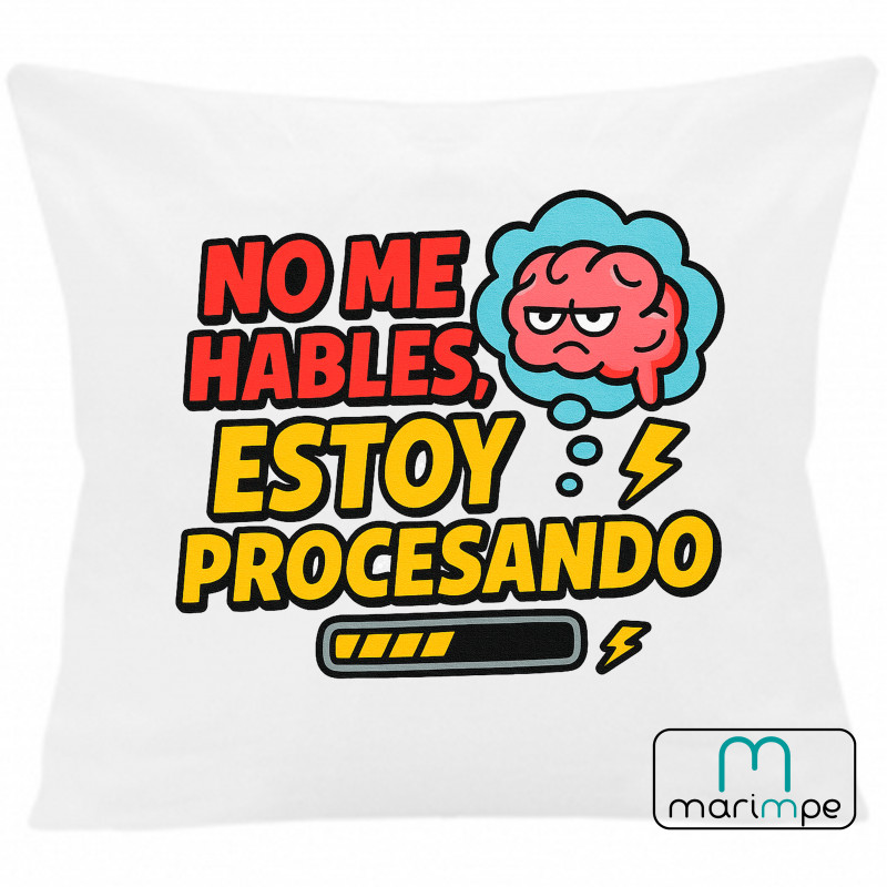 COJÍN NO SOY BORRACHO 40x40 cm color blanco con relleno incluido.