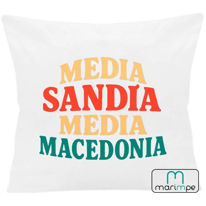 COJÍN MEDIA SANDIA MEDIA MACEDONIA 40x40 cm color blanco con relleno incluido.