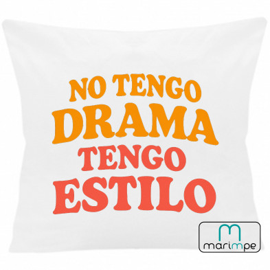 COJÍN NO TENGO DRAMA TENGO ESTILO 40x40 cm color blanco con relleno incluido.