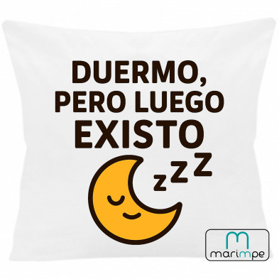 COJÍN DUERMO, PERO LUEGO EXISTO 40x40 cm color blanco con relleno incluido.