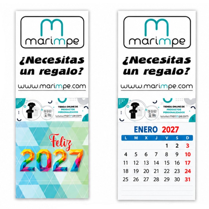 Calendario imantado nevera personalizado 10x15 con faldilla incluida.