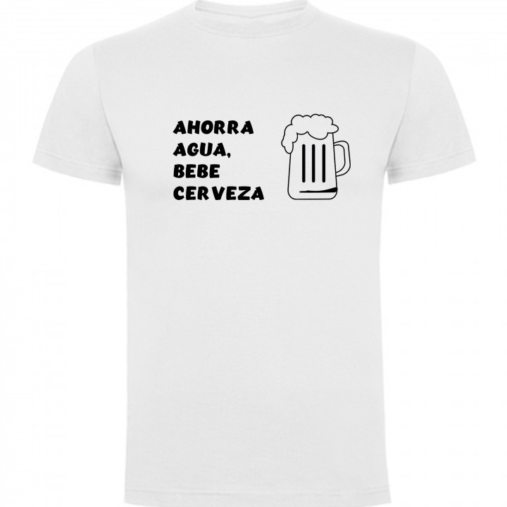 Camiseta frases "ahorra agua bebe cerveza