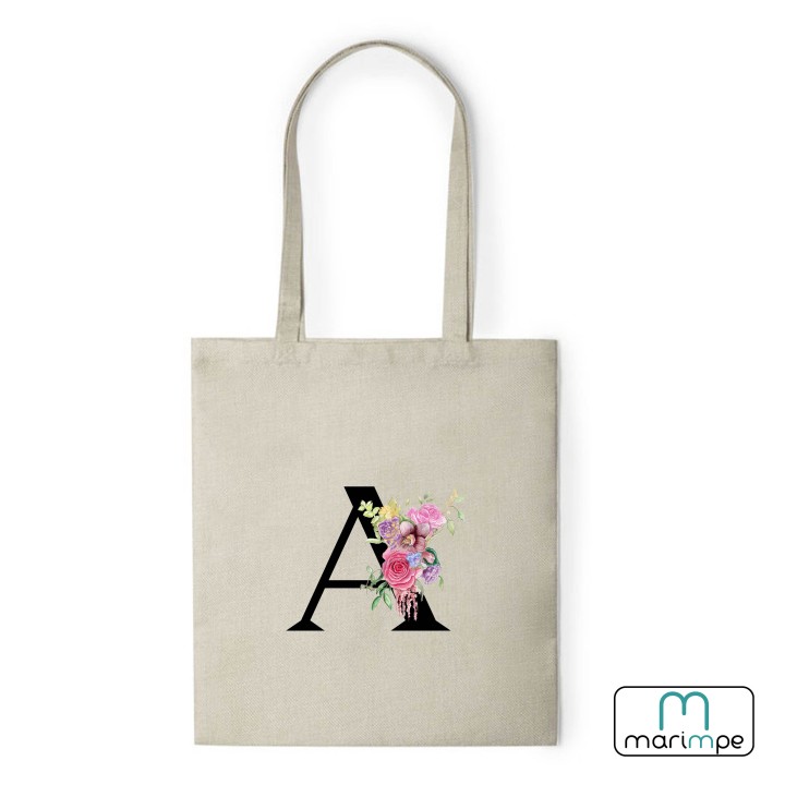 BOLSA LINO INICIALES FLORES.