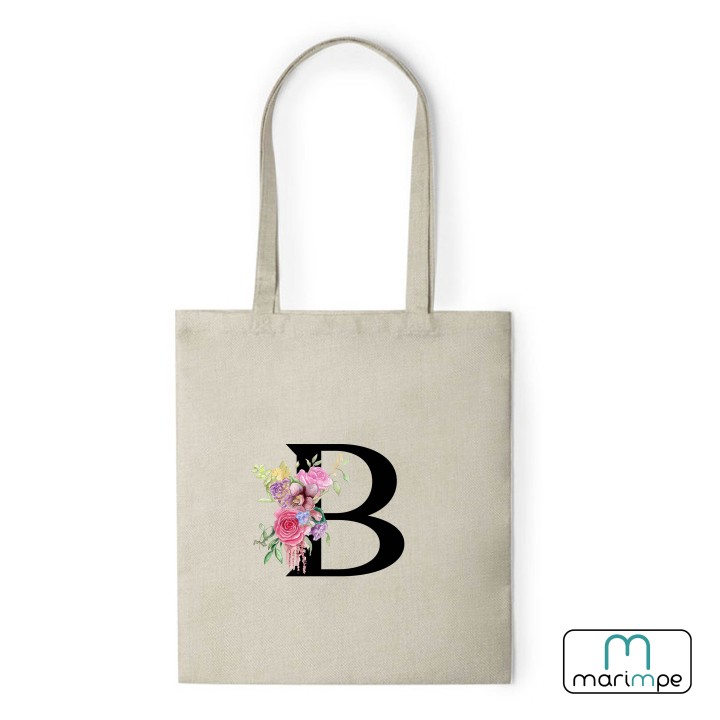 BOLSA LINO INICIALES FLORES.