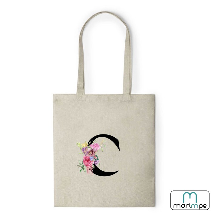BOLSA LINO INICIALES FLORES.