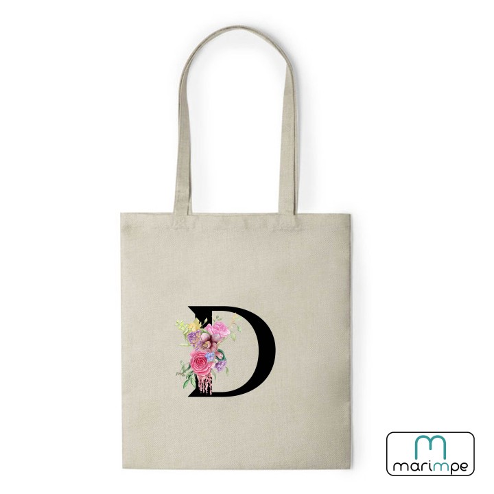 BOLSA LINO INICIALES FLORES.