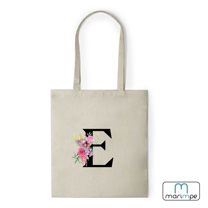 BOLSA LINO INICIALES FLORES.