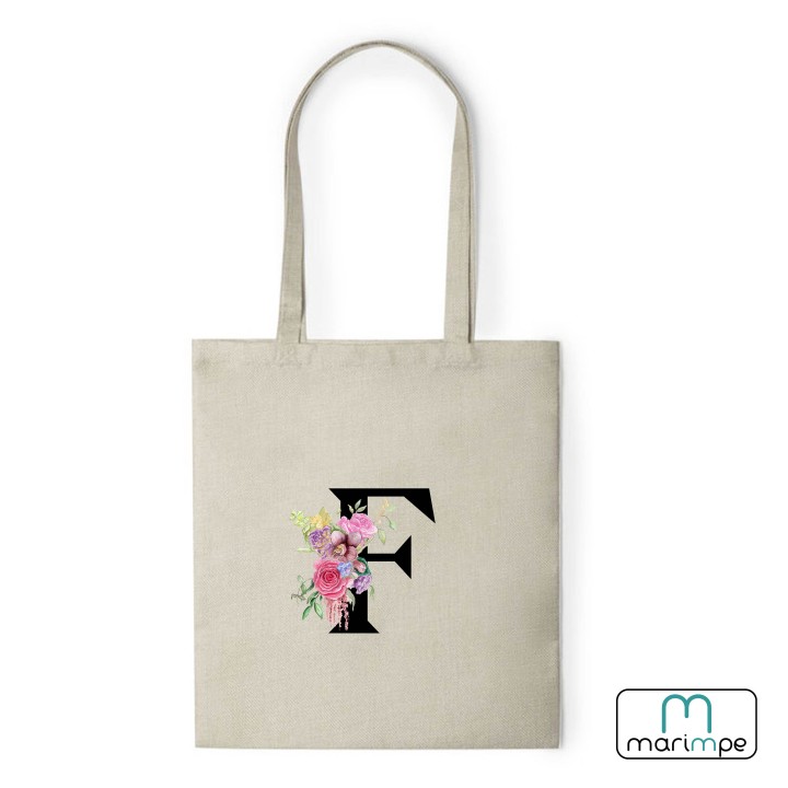 BOLSA LINO INICIALES FLORES.