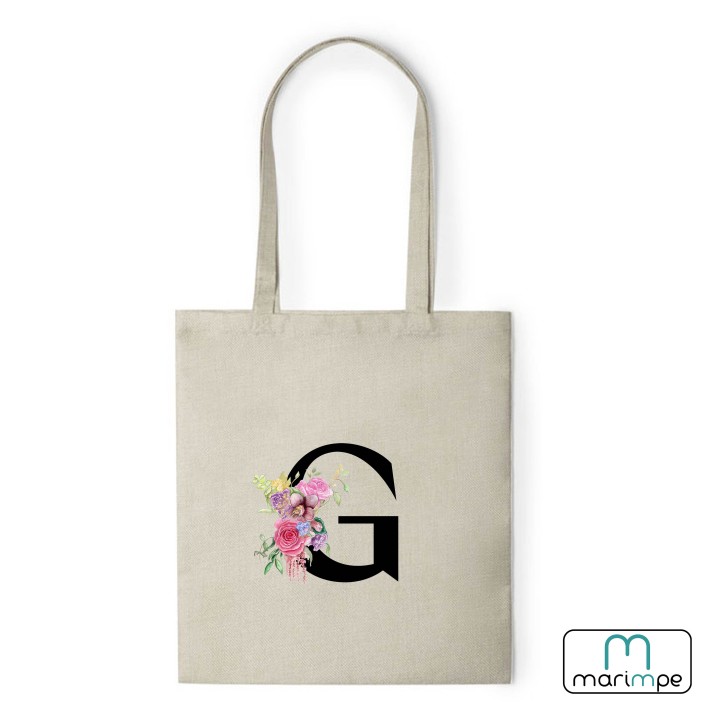 BOLSA LINO INICIALES FLORES.