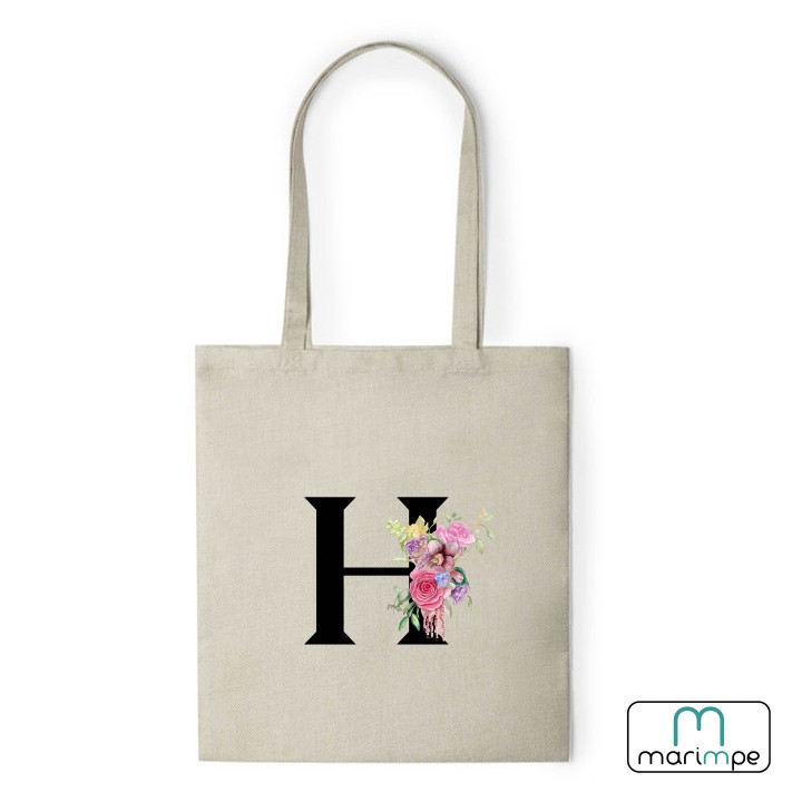 BOLSA LINO INICIALES FLORES.