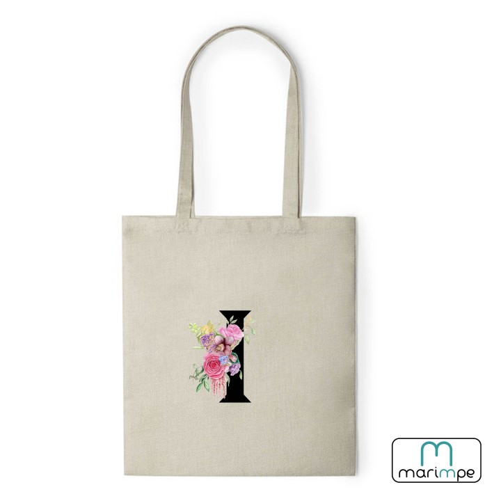 BOLSA LINO INICIALES FLORES.