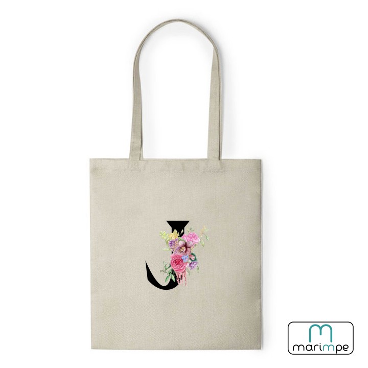 BOLSA LINO INICIALES FLORES.