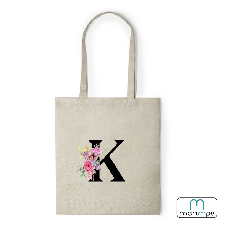 BOLSA LINO INICIALES FLORES.