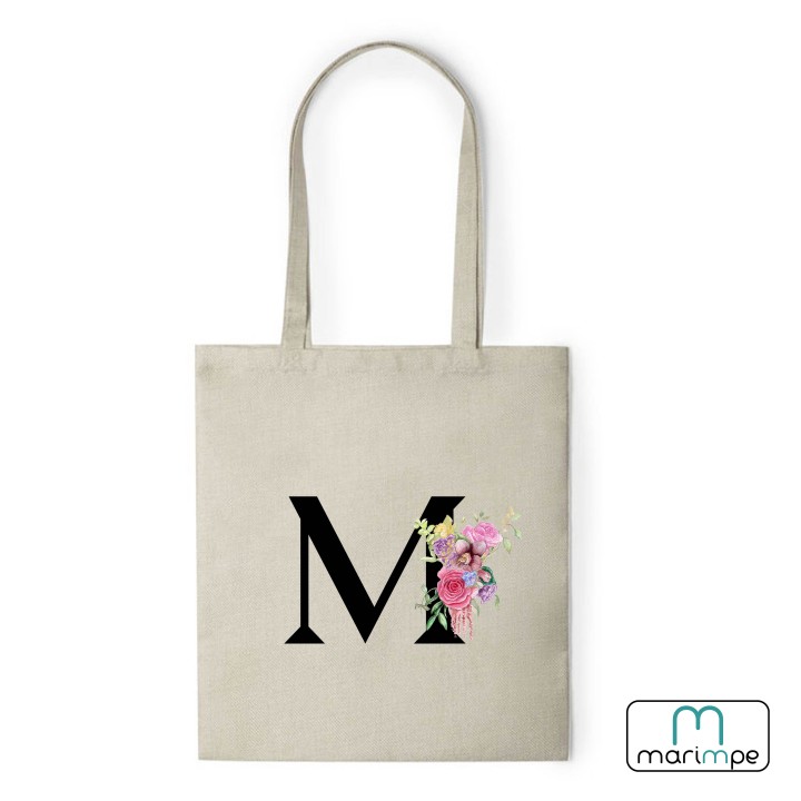 BOLSA LINO INICIALES FLORES.