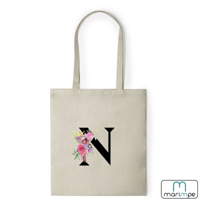 BOLSA LINO INICIALES FLORES.