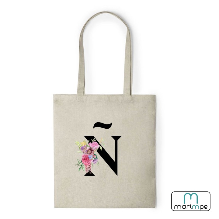 BOLSA LINO INICIALES FLORES.