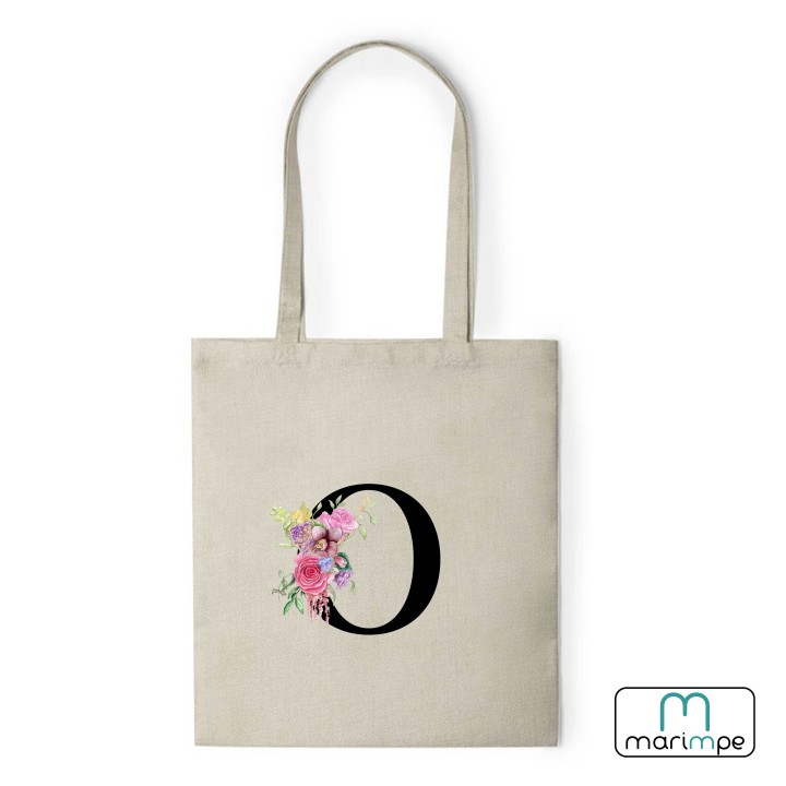 BOLSA LINO INICIALES FLORES.