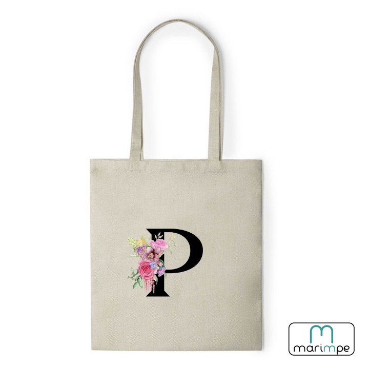 BOLSA LINO INICIALES FLORES.