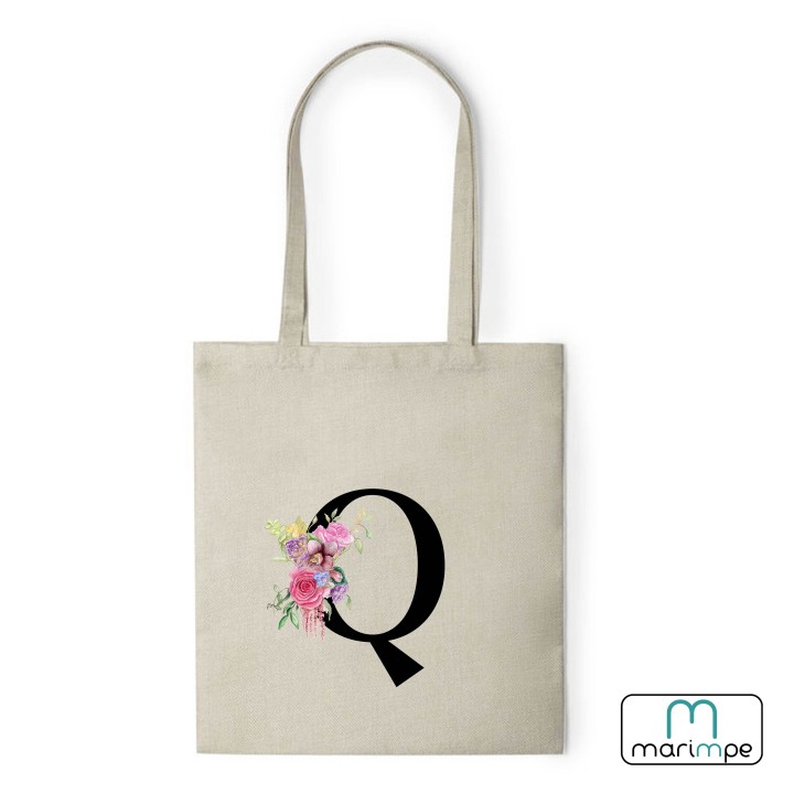 BOLSA LINO INICIALES FLORES.
