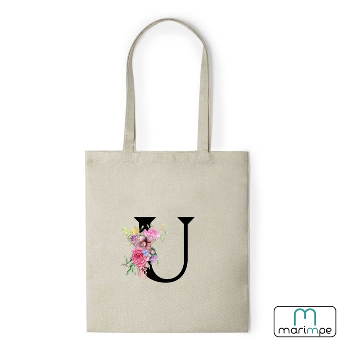 BOLSA LINO INICIALES FLORES.