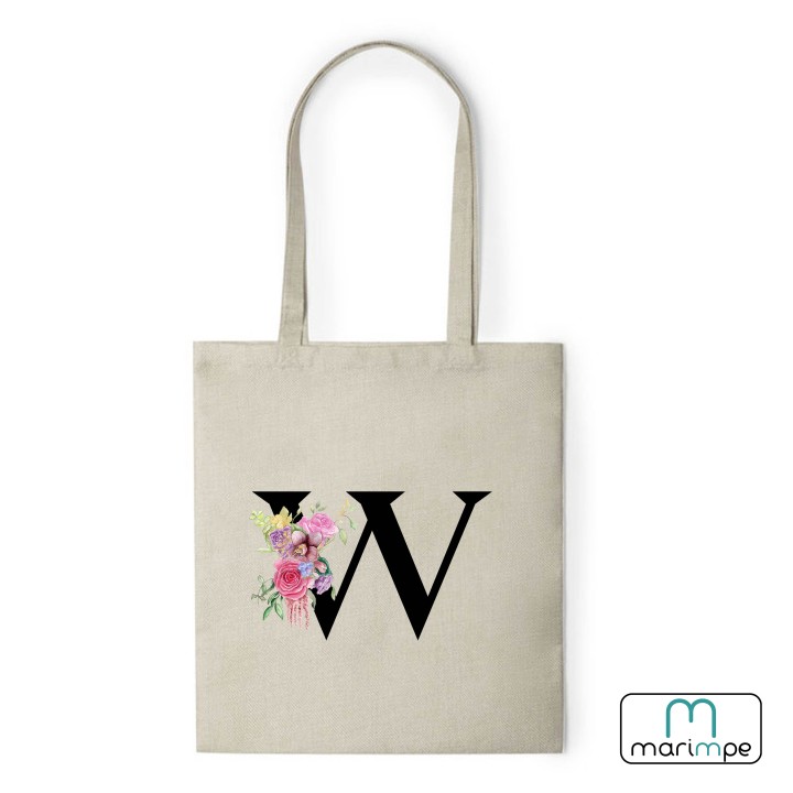 BOLSA LINO INICIALES FLORES.