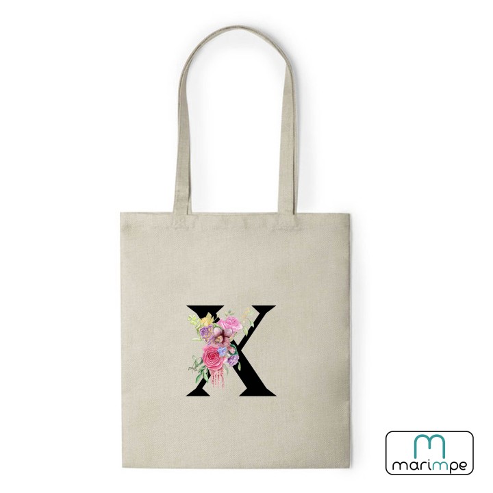 BOLSA LINO INICIALES FLORES.