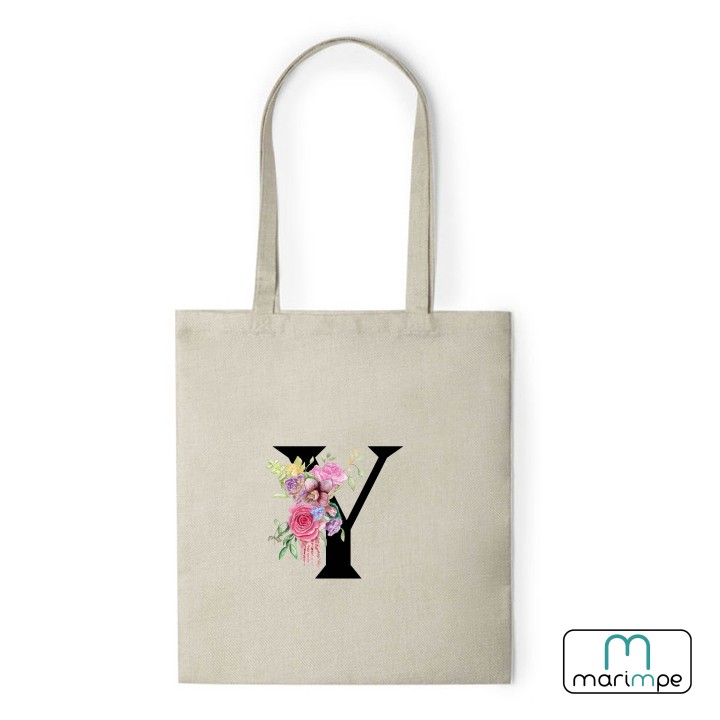 BOLSA LINO INICIALES FLORES.