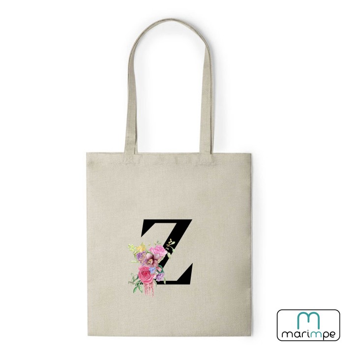 BOLSA LINO INICIALES FLORES.