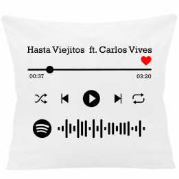 Cojín COJIN SPOTIFY  40x40 cm color blanco con relleno incluido.