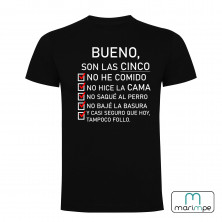 CAMISETA SON LAS CINCO Y NO HE COMIDO